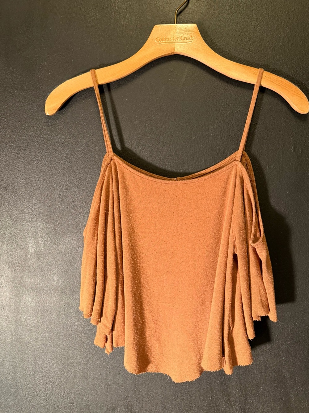 American Eagle Outfitters Rust Cold-Shoulder Spaghetti Strap Top